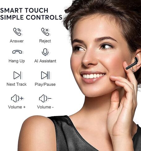 سماعات أذن لاسلكية، سماعات بلوتوث 5.3، سماعات أذن بخاصية إلغاء الضوضاء، سماعات أذن ستيريو ثلاثية الأبعاد داخل الأذن، ميكروفون مدمج IPX7، سماعات رياضية مضادة للماء لهواتف iPhone/Samsung/Android in Kuwait