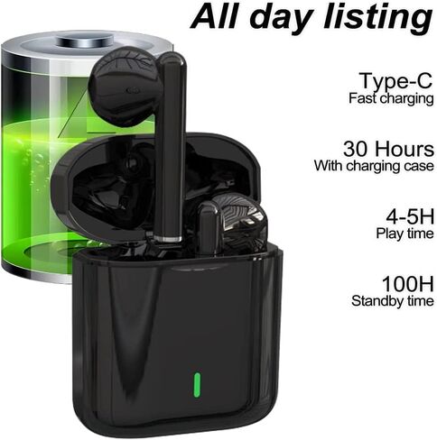 سماعات أذن لاسلكية، سماعات بلوتوث 5.3، سماعات أذن بخاصية إلغاء الضوضاء، سماعات أذن ستيريو ثلاثية الأبعاد داخل الأذن، ميكروفون مدمج IPX7، سماعات رياضية مضادة للماء لهواتف iPhone/Samsung/Android in Kuwait