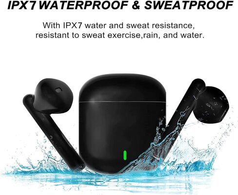 سماعات أذن لاسلكية، سماعات بلوتوث 5.3، سماعات أذن بخاصية إلغاء الضوضاء، سماعات أذن ستيريو ثلاثية الأبعاد داخل الأذن، ميكروفون مدمج IPX7، سماعات رياضية مضادة للماء لهواتف iPhone/Samsung/Android in Kuwait