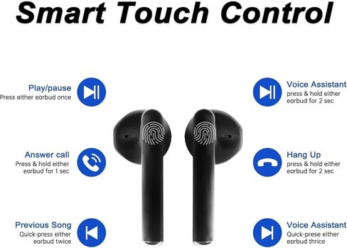 سماعات أذن لاسلكية، سماعات بلوتوث 5.3، سماعات أذن بخاصية إلغاء الضوضاء، سماعات أذن ستيريو ثلاثية الأبعاد داخل الأذن، ميكروفون مدمج IPX7، سماعات رياضية مضادة للماء لهواتف iPhone/Samsung/Android in Kuwait