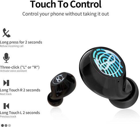 Wireless Earbuds,Bluetooth Earbuds with Husky Appearance Design Charging Case Bass Sound IPX6 Waterproof Sports Bluetooth Headphones with Mic Touch Control 36H Playtime… in Saudi Arabia