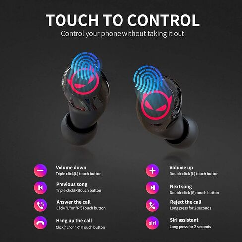 Wireless Earbuds,Bluetooth Earbuds with Husky Appearance Design Charging Case Bass Sound IPX6 Waterproof Sports Bluetooth Headphones with Mic Touch Control 36H Playtime… in Saudi Arabia