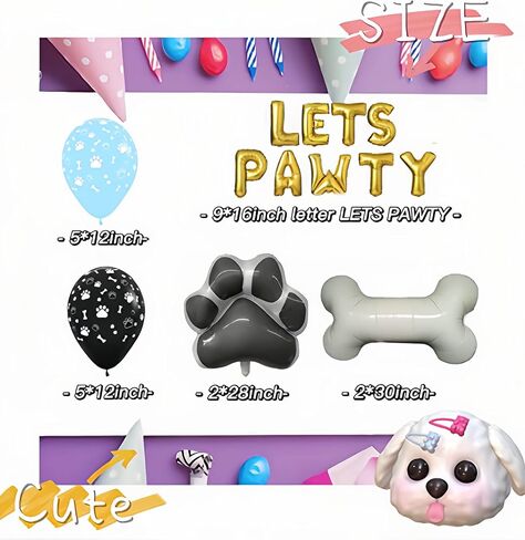 CYMYLAR 3PCS 25 * 28 inch Blue White Dog Paw Balloon Blueyi Foil Balloons/Blueyi Birthday Party Supplies Balloons/Baby Shower Girls and Boys Blue Theme Happy Birthday Party Decorations in Saudi Arabia