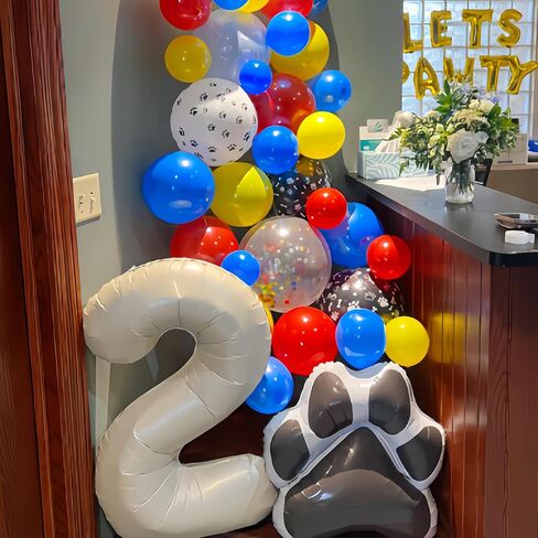 CYMYLAR 3PCS 25 * 28 inch Blue White Dog Paw Balloon Blueyi Foil Balloons/Blueyi Birthday Party Supplies Balloons/Baby Shower Girls and Boys Blue Theme Happy Birthday Party Decorations in Saudi Arabia