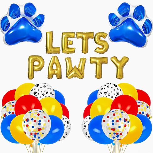 CYMYLAR 3PCS 25 * 28 inch Blue White Dog Paw Balloon Blueyi Foil Balloons/Blueyi Birthday Party Supplies Balloons/Baby Shower Girls and Boys Blue Theme Happy Birthday Party Decorations in Saudi Arabia