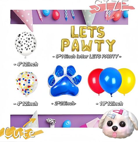 CYMYLAR 3PCS 25 * 28 inch Blue White Dog Paw Balloon Blueyi Foil Balloons/Blueyi Birthday Party Supplies Balloons/Baby Shower Girls and Boys Blue Theme Happy Birthday Party Decorations in Saudi Arabia