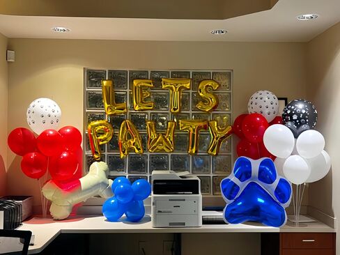 CYMYLAR 3PCS 25 * 28 inch Blue White Dog Paw Balloon Blueyi Foil Balloons/Blueyi Birthday Party Supplies Balloons/Baby Shower Girls and Boys Blue Theme Happy Birthday Party Decorations in Saudi Arabia