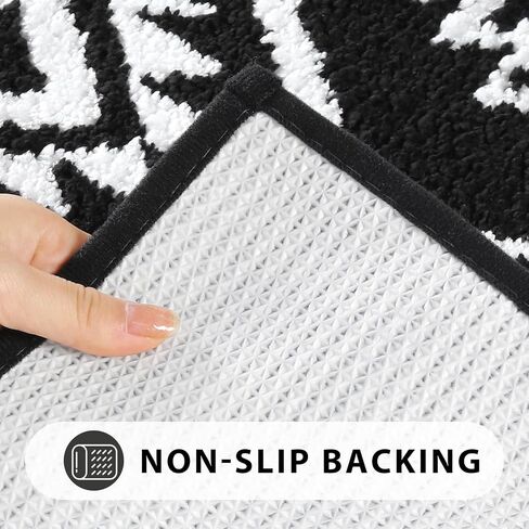 Uphome Boho Bathroom Rugs Black Tribal Bath Mat Western Non-Slip Absorbent Bath Rug Plush Soft Farmhouse Geometric Bathroom Floor Mat for Shower Toilet Tub, 18x26 inch in Saudi Arabia