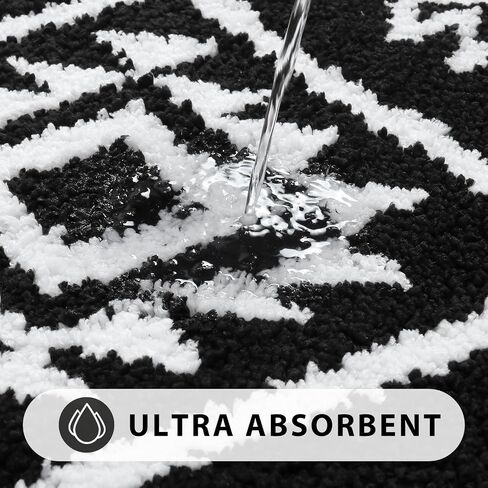 Uphome Boho Bathroom Rugs Black Tribal Bath Mat Western Non-Slip Absorbent Bath Rug Plush Soft Farmhouse Geometric Bathroom Floor Mat for Shower Toilet Tub, 18x26 inch in Saudi Arabia