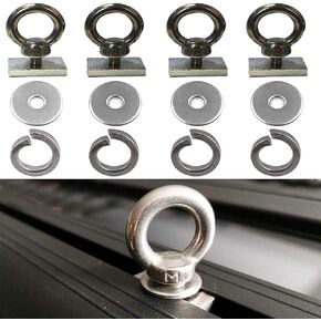 4 Pack Heavy-Duty Stainless Steel Eye Bolt tie Down Anchor kit for roof Rack. Also can be Used for fix The 4WD Awning and Other Accessories.