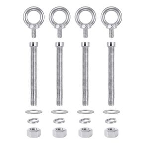 Trailer, Truck Bed O-Ring Floor Rope Anchor Cargo Tie Down Strapping Hook Removable Bolt with Washer, M8-M12, 3.9’’ Shank, 4 Pack