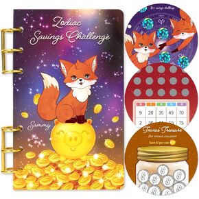 Zodiac Money Saving Challenge Book, Money Saving Binder with 24 Various Low Income Savings Challenge, Scratch off Savings Challenges Book with Envelopes, Easy and Fun Way to Save Cash Money