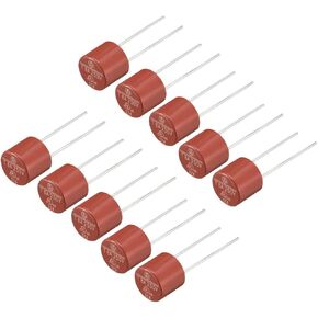 uxcell® 10Pcs DIP Mounted Miniature Cylinder Slow Blow Micro Fuse T8A 8A 250V Red
