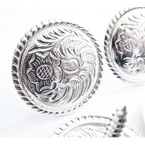 1-1/2" Set of 4 Western Saddle Bright Engraved Concho Wood Screw Back (Great for Replacement Saddle Horn Caps)