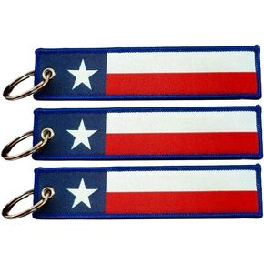 Texas Flag Keychain Tag with Key Ring - Keys, Cars, Motorcycles, Backpacks, Luggage and Gifts - EDC (3 Pack)