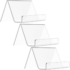 Business Card Holder for Desk, Business Card Holders Holds Up to 60 Cards, Clear Business Card Holder, Acrylic Card Holder for Business Card Display, Exhibition and Office(3 Pcs
