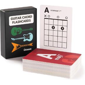 Infassic Guitar Chord Flash Cards - Acoustic & Electric Guitar Learning Cheat Sheets - Learn Essential Chords Quickly & Easily | Perfect for Guitarists, Teachers, and Students - 48 Flashcards