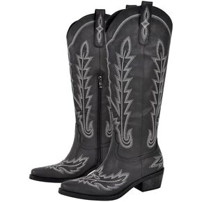 Cowboy Boots for Women Knee High Cowgirl Boots Wide Calf Embroidered Western Boots