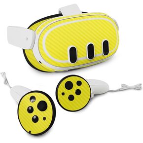 MightySkins Carbon Fiber Skin Compatible with Meta Quest 3 - Solid Yellow | Protective, Durable Textured Carbon Fiber Finish | Easy to Apply
