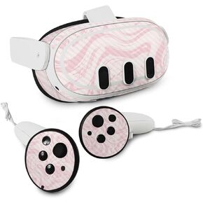 MightySkins Carbon Fiber Skin Compatible with Meta Quest 3 - Silky Pink | Protective, Durable Textured Carbon Fiber Finish | Easy to Apply