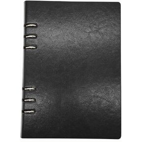 Ailifly Business Office Student Openwork PU Leather Metal Binder Hardcover Spiral Refillable 6 Ring Journal Personal Planner Notebook (Black, A5)