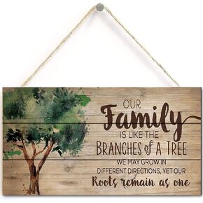 TOMATO FANQIE Our Family Like Branches on a Tree 5inch x10inch Wood Plank Design Hanging Sign Home Decor Art （US-G086）