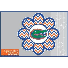 Florida Gators GATOR HEAD CHEVRON STRIPED Flower 4" Vinyl Decal UF Car Truck Window Sticker