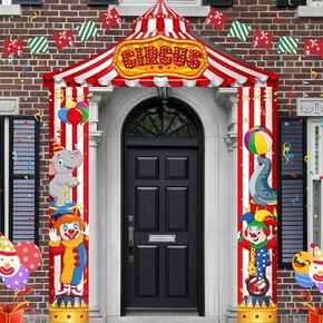 Carnival Theme Decor, 3 Pcs Polyester Banner - Clown Elephant Seal, Multicolor, for Home Party Supplies