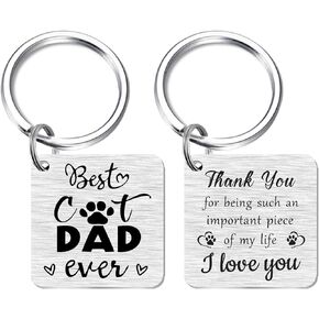 SOUSYOKYO Cat Dad Fathers Day Cat Lover Gifts for Men Women, Best Cat Dad Owner Birthday Keychain