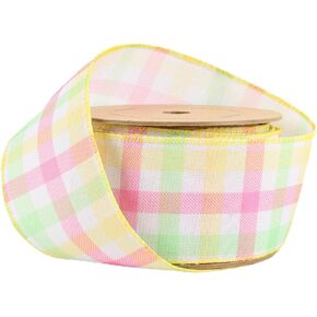 LaRibbons Daisy Wired Edge Ribbon 2.5 Inch x 12 Yards, Khaki Floral Spring Summer Ribbon for Crafts Wrapping Wreath Bow DIY Decorative