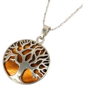 Nupuyai Tree Symbol Stone Pendant Necklace for Unisex, Pendants with Chain 19.5" Chakra Jewelry