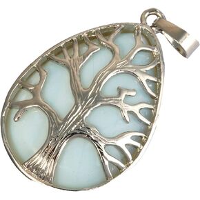 Nupuyai Tree Symbol Stone Pendant Necklace for Unisex, Pendants with Chain 19.5" Chakra Jewelry