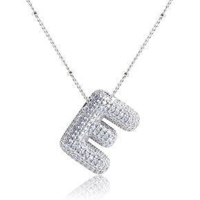 Apzzic 18k Gold Plated Letter Necklace CZ Bubble Alphabet 26 A-Z Letter Name Necklace Balloon Initial Necklace for Women Girls