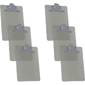 Acrimet Clipboard Memo Size A5 (9 1/4" x 6 1/3") Premium Metal Clip (Plastic) (Smoke Color) (6 Pack)
