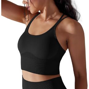 حمالة صدر رياضية LONGBIDA Strappy للنساء مثيرة متقاطعة من الخلف تدعم حمالة صدر اليوغا مع أكواب قابلة للإزالة in Kuwait