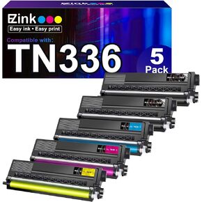 E-Z Ink Compatible Toner Cartridge Replacement for Brother TN336 TN-336 TN331 TN315 Compatible with MFC-L8850CDW MFC-L8600CDW HL-L8350CDW HL-4150CDN MFC-9970CDW (2BK 1C 1M 1Y, 5 Pack)