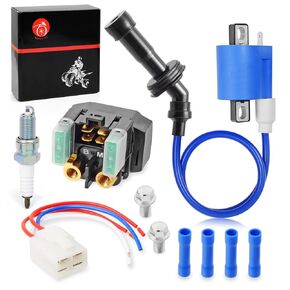 Ignition Coil Pack & Starter Relay Solenoid Spark Plugs for Yamaha Raptor 660R YFM660R Grizzly 660 YFM660F 2001-2008