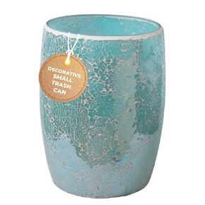 Black and Gold Bathroom Trash Can Mosaic Glass 5L | Decorative Small Garbage Can | 7" x 10" | Luxury Waste Basket for Bathroom, Office, Bedroom & Kitchen | Shiny Decorative Bathroom Accessory
