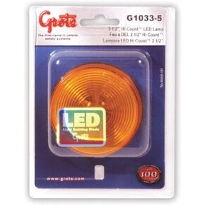 Grote G1033-5 Hi Count Yellow 2 1/2" LED Clearance Marker Light (Optic Lens)