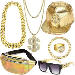 RIOSO Hip Hop Costumes 80s/90s Outfits Accessories for Men Women Rapper Costume Halloween Cosplay