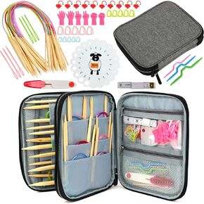 Coopay 62 pcs Circular Knitting Needles Set, Wooden Double Pointed Knitting Needles with Colorful Plastic Tube and 7 Kind of Tools Accessories for Weave Yarn, Knitting Needles Loop for Beginner