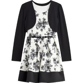 Beautees Girls' Skater Dress with Belt and Shrug