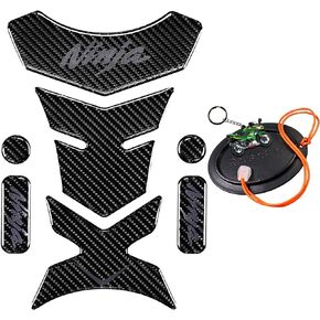 5D Real Carbon Fiber, Motorcycle Decal Vinyl Tank Protector, Tank Pad for Ninja 650 ZX636 ZX600 ZX-10R ZX14 ZX1400 ZX14R ABS 1000 ZX100(Grey) with Kick Stand Coaster