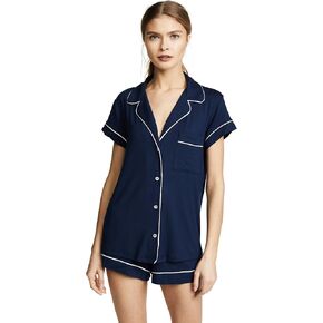 Eberjey Gisele Classic Women's Pajama Set | Short Sleeve Button Down Shirt w Front Pocket, Shorts w Elastic Waist in Kuwait