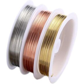 3 لفات 24 سلك مجوهرات سلك خرز سلك نحاسي مقاوم للتلطيخ سلك معدني مرن فني مزين بالزهور سلك خرز مجوهرات لصناعة المجوهرات (ذهبي، فضي، ذهبي وردي) in Kuwait