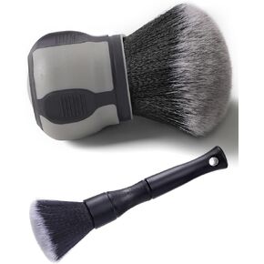 Curveball Detail Brush, Car Ultra Soft Bristles Detailing Brushes, 2PC Professional Auto Cleaning Brush, Covers Large Area Inside or Outside Vehicles, Exterior Interior Brush- Gray