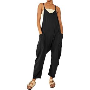 Jumpsuits for Women Casual Summer Rompers Sleeveless Loose Spaghetti Strap Baggy Overalls Y2k Jumpers with Pockets