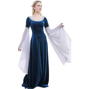 Medieval Renaissance Costume Dress Handmade Historical Rretro Dress Velvet Gown with Chiffon Sleeves