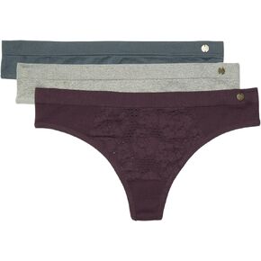 Lucky Brand Womens Crochet Lace Seamless Thong 3Pack