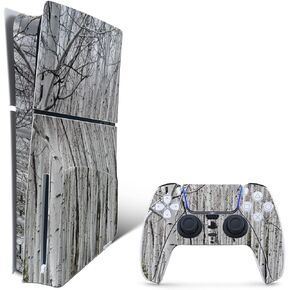 MightySkins Skin Compatible with Playstation 5 Slim Disk Edition Bundle - Birch Forest | Protective, Durable, and Unique Vinyl Decal wrap Cover | Easy to Apply | Made in The USA